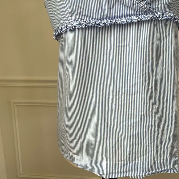 Talbots Empire Y2K Cut Blue White Stripe Sleeveless Cotton Tank M - Picture 4 of 10
